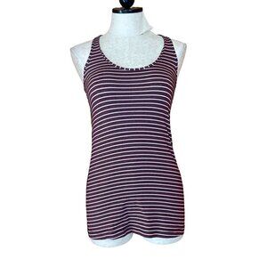 Lululemon Tank Top Tunic Casual Scoop Neck Racerback Knit Red Striped Sz S